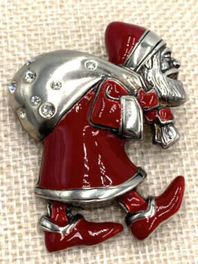 Vintage MMA Sterling Silver Santa Claus Brooch Pendant